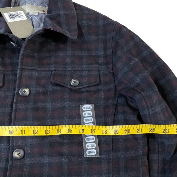 Utex Men's Button-Up Shirt Jacket Medium Wool Blend Quilt Lined Black Red Plaid - Picture 4 of 6